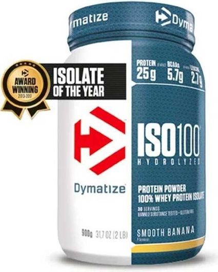 Dymatize ISO 100 Hydrolyzed Πρωτεΐνη Ορού Γάλακτος Χωρίς Γλουτένη με Γεύση Smooth Banana 900gr