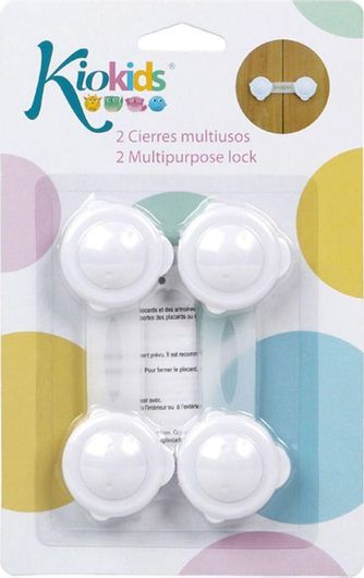 Kiokids Προστατευτικά για Ντουλάπια & Συρτάρια με Αυτοκόλλητο από Πλαστικό Λευκό 2τμχ