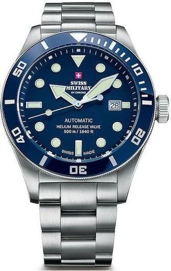 Ανδρικό Ρολόι Swiss Military by Chrono SMA34075.02 με Μεταλλικό Μπρασελέ Ασημί