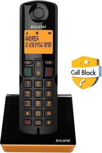 Alcatel S280 Ασύρματο Τηλέφωνο με Ελληνικό Μενού Μαύρο/Πορτοκαλί