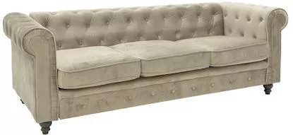 Καναπές Pakoworld Incredible Βελούδινος Τριθέσιος 203x84cm Μπεζ