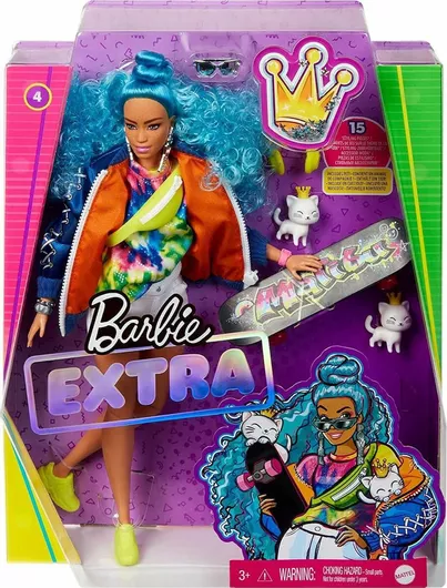 Κούκλα Barbie Mattel Extra Blue Curly Hair για 3+ Ετών