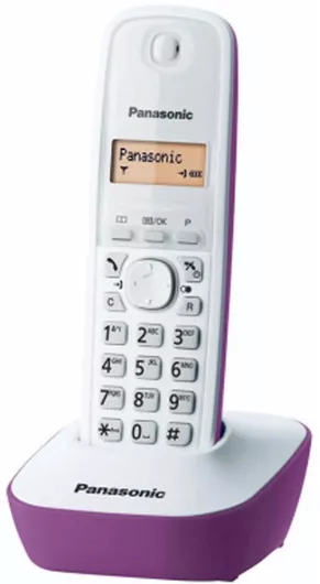 Panasonic KX-TG1611 Ασύρματο Τηλέφωνο με Ελληνικό Μενού Λευκό-Μώβ