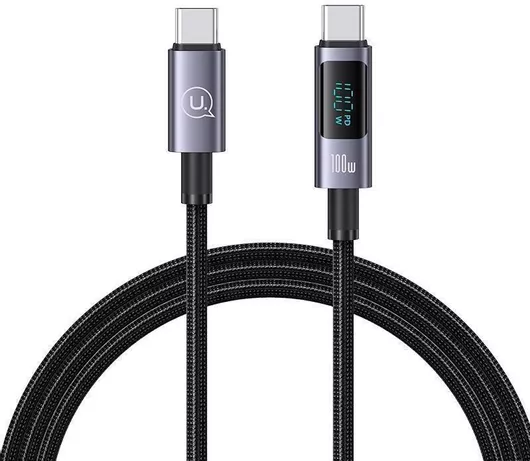 Καλώδιο Usams Digital Display USB 2.0 USB-C male σε USB-C 100W 1.2m Μαύρο