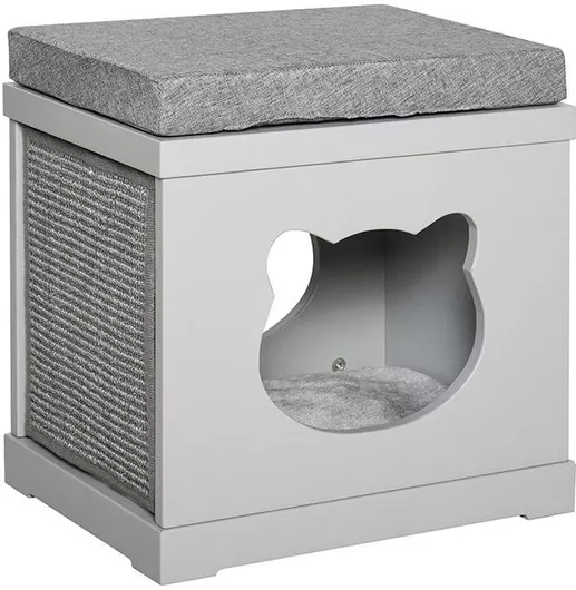 Φωλιά Γάτας Pawhut από Ξύλο 41x30x36cm Γκρι