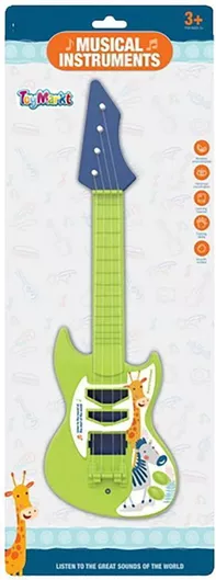 Παιδική Κιθάρα ToyMarkt Ροκ Ζωάκια 18x50cm Πράσινο για 3+ Ετών