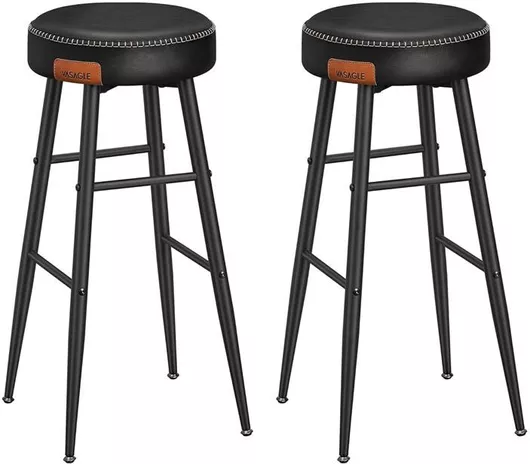 Σκαμπό Μπαρ Vasagle Μεταλλικά 51.6x51.6x76.cm Σετ 2τμχ Μαύρο