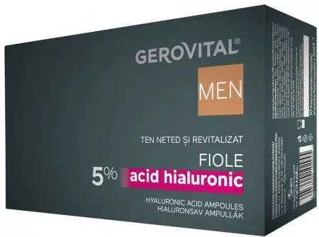 Serum Προσώπου Gerovital Men 5% Acid Hyaluronic Ampoules Ενυδατικό & Αντιγηραντικό με Υαλουρονικό Οξύ 10x2ml