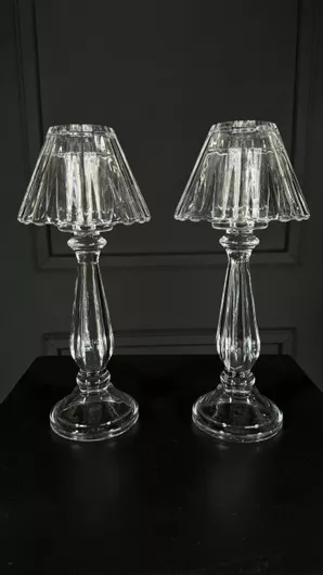 Γυάλινα Κηροπήγια Κωνικά Λαμπάδες Γάμου 13.5x31cm