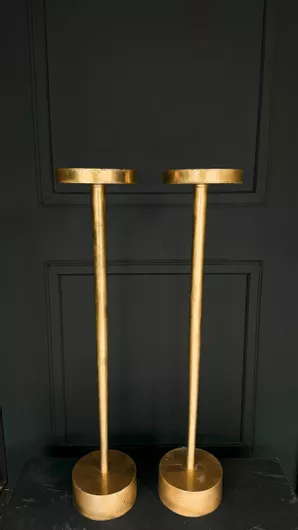 Κηροπήγια Γάμου Μεταλλικά Χρυσά Στρογγυλή Βάση 21x100cm