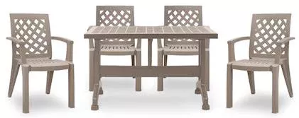 Σετ Τραπεζαρία Εξωτερικού Χώρου Megapap Callan S_GP046-0002,2+GP046-0004,2X4 Πλαστικό Σετ 5τμχ Καφέ