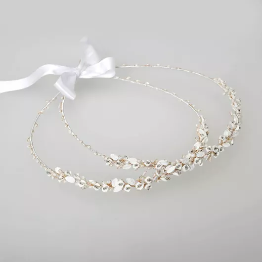 Στέφανα Γάμου με Μαργαριτάρια Κρινάκια & Φύλλα Πορσελάνης