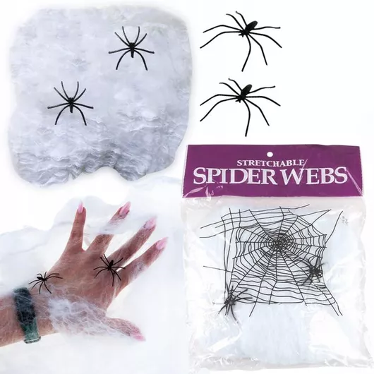 Αποκριάτικο Αξεσουάρ Τρόμου Αράχνες Σετ Λευκό/Μαύρο