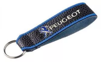 Μπρελόκ Peugeot Δύο Όψεων Κεντητό από Δερματίνη Μαύρο