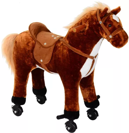 Περπατούρα HomCom Horse Ζωάκι Ride On για 3+ Ετών Καφέ