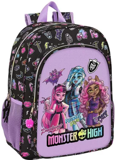 Σχολική Τσάντα Δημοτικού Πλάτης Monster High Μαύρο & Λιλά 