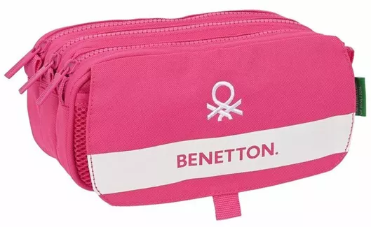 Τριπλή Κασετίνα Benetton Raspberry 21,5 X 10 X 8 Cm Φούξια