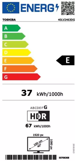 Τηλεόραση Toshiba Smart 40" Full HD LED 40LV2463DG HDR 2023