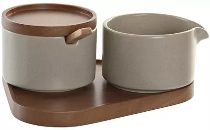 Σετ Γαλατιέρα & Ζαχαριέρα Σερβιρίσματος DKD Home Decor S3041350 Πορσελάνη Γκρι 4τμχ