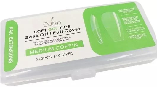 Tips Νυχιών Crisko Soft Gel Medium Coffin