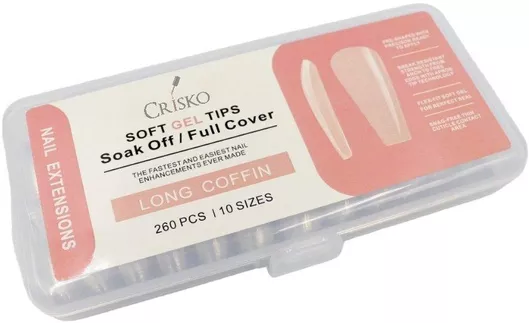 Tips Νυχιών Crisko Soft Gel Long Coffin