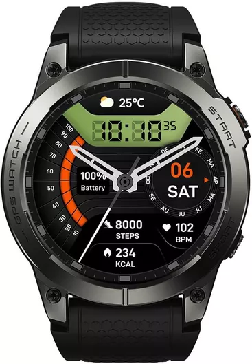 Smartwatch Zeblaze Stratos 3 Pro Aluminium STRATOS3PRO-BK με Παλμογράφο Μαύρο
