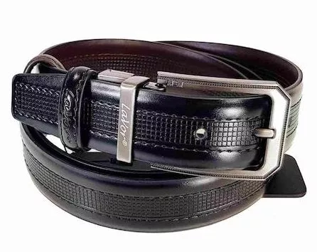 Ανδρική Ζώνη Lavor Δερμάτινη Διπλής Όψης Μαύρο/Καφέ 130cm