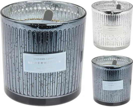 Κερί Αρωματικό JΚ Home Décor Βάζο Silver Winter Τυχαία Επιλογή Σχεδίου
