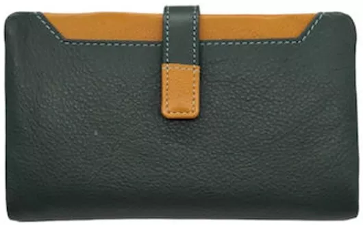 Κλασικό Γυναικείο Πορτοφόλι Kion 4877 από Δέρμα Πράσινο/Κίτρινο