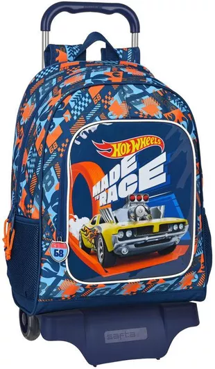 Σχολική Τσάντα Δημοτικού Τρόλεϊ Mattel Hot Wheels Μπλε