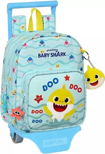 Σχολική Τσάντα Νηπιαγωγείου Τρόλεϊ Baby Shark Γαλάζιο