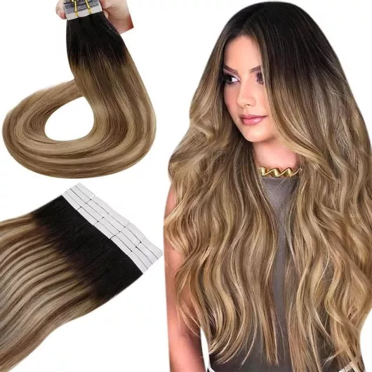 Extension Μαλλιών Remy Hair 4401B627 Αυτοκόλλητη Ίσια Φυσική 55cm Ρεμί Μαύρο
