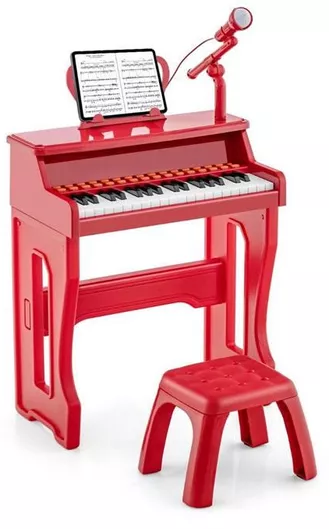 Πιάνο Costway 37 Πλήκτρων με Σκαμπό & Μικρόφωνο Κόκκινο