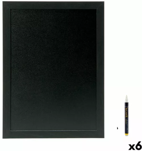 Πίνακας Securit Κιμωλίας Τοίχου Ξύλο Τικ 80x60cm Μαύρο