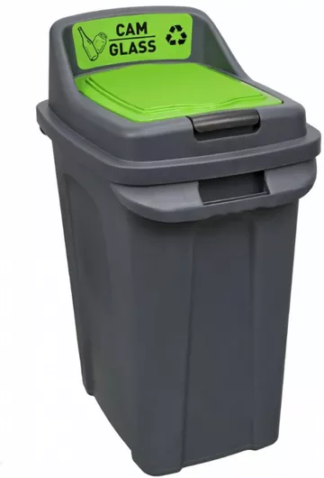 Επαγγελματικός Κάδος 7.060-GREEN,B Ανακύκλωσης Πλαστικός με Ανοιγόμενο Καπάκι & Τρύπα 70lt Πράσινο