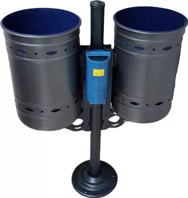 Επαγγελματικός Κάδος 6.489 Μεταλλικός χωρίς Καπάκι με Σταχτοδοχείο & Τρύπα 70lt Σετ 2τμχ Γκρι
