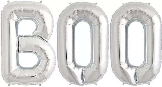 Σύνθεση Μπαλονιών Halloween BOO Γράμματα 100cm Σετ 3τμχ Ασημί