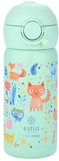 Παιδικό Παγούρι Estia Wonder Bottle Save the Aegean Θερμός Inox Feline Foliage 350ml