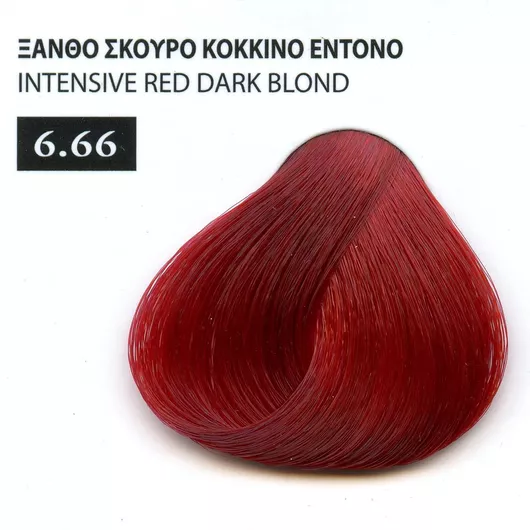 Μόνιμη Βαφή Μαλλιών Mediterranean Exclusive 100ml 6.66 Ξανθό Σκούρο Κόκκινο Έντονο