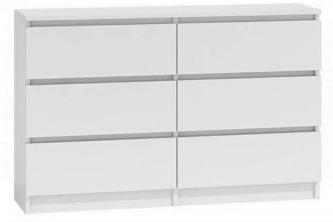 Συρταριέρα Κρεβατοκάμαρας Topeshop Ξύλινη M6 με 6 Συρτάρια 120x30x77cm Λευκό