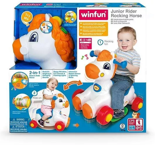 Κουνιστό Παιχνίδι Winfun Junior Rider Rocking Horse Αλογάκι Περπατούρα 2σε1 Λευκό για 12+ Μηνών