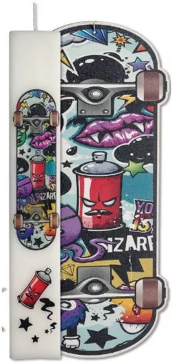 Πασχαλινή Λαμπάδα Perfume Heaven L818-SET Skateboard & Αναμνηστικό Κρεμαστό Καδράκι Πλακέ 29.5cm Πολύχρωμο