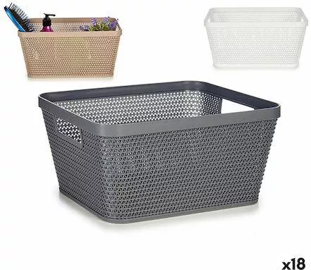 Καλάθι Αποθήκευσης Kipit Πλαστικό Σετ 18τμχ 29.5cm Γκρι