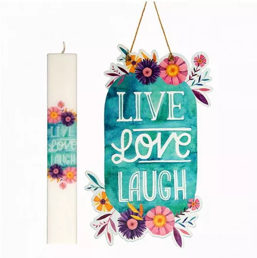 Πασχαλινή Λαμπάδα Perfume Heaven L820-SET Αναμνηστικό Κρεμαστό Καδράκι Πλακέ 29.5cm Λευκό