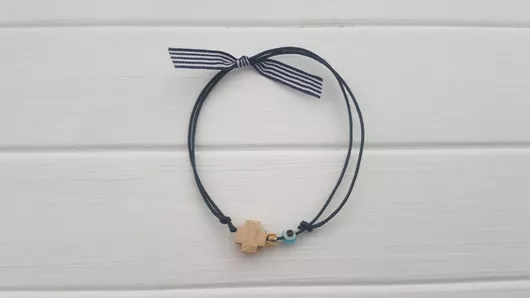 Μαρτυρικό Βραχιολάκι Baby Unicorn Ματάκι/Σταυρουδάκι για Αγόρι Σετ 50τμχ Μπλε