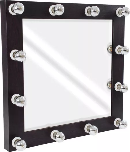 Καθρέπτης Μακιγιάζ GloboStar Τοίχου Τετράγωνος με Φως 80x80cm Καφέ