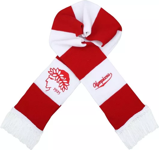 Κασκόλ Ολυμπιακός με Κέντημα One Size Κόκκινο / Λευκό