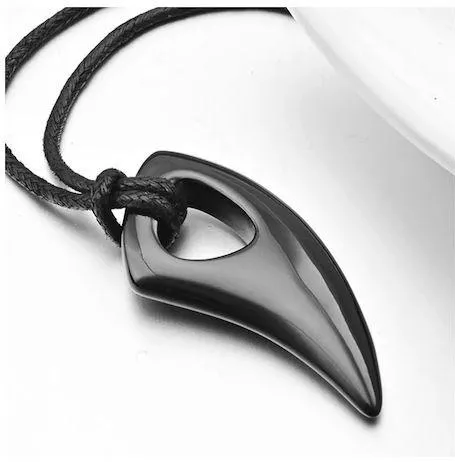 Ανδρικό Κολιέ Molf's Με Κορδόνι Black Wolf Tooth Μαύρο