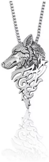 Ανδρικό Κολιέ Molfs Με Αλυσίδα Norwegian Mythology Wolf Ασημί