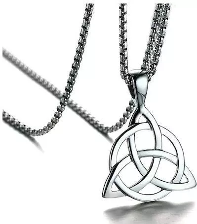 Ανδρικό Κολιέ Molf's Με Αλυσίδα Triquerta Trinity Knot Ασημί